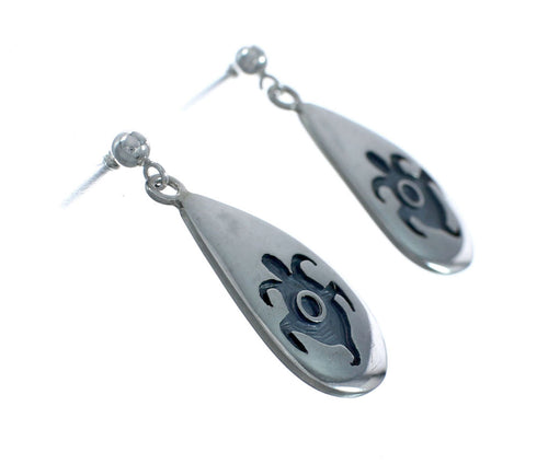 Hopi Sterling Silver Turtle Post Dangle Earrings JX131066