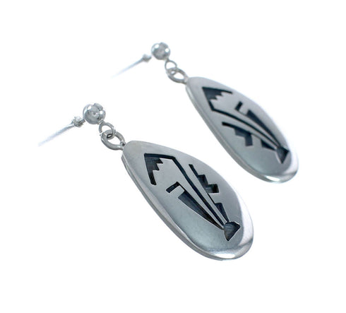 Native American Hopi Sterling Silver Post Dangle Earrings JX131067