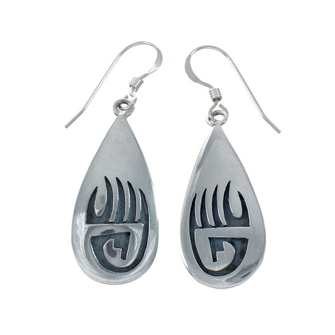 Hopi Sterling Silver Bear Paw Hook Dangle Earrings JX131070