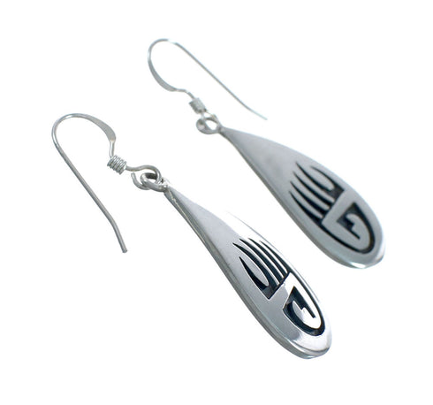 Hopi Sterling Silver Bear Paw Hook Dangle Earrings JX131070