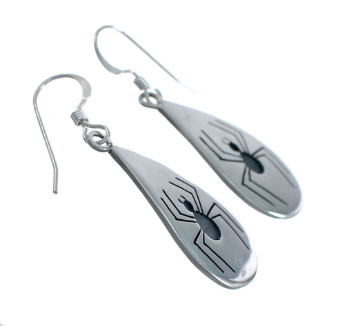 Hopi Sterling Silver Spider Hook Dangle Earrings JX131071