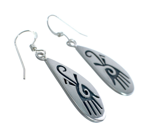 Hopi Sterling Silver Hand Hook Dangle Earrings JX131072