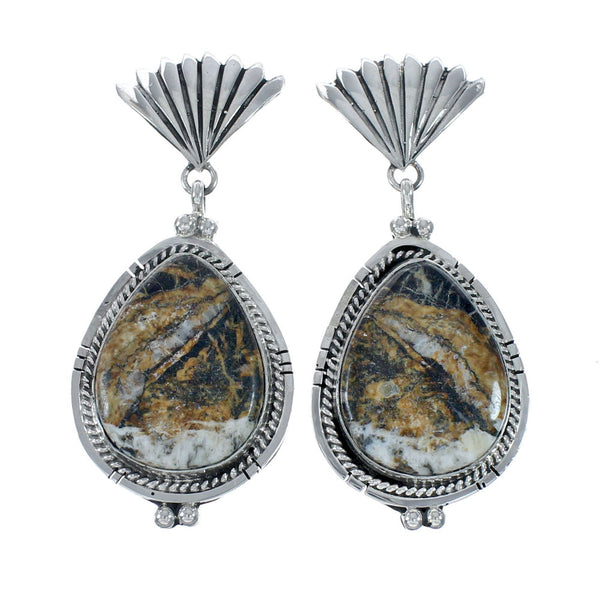 Sterling Silver Navajo Wild Horse Turquoise Post Dangle Earrings JX131062