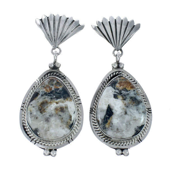 Sterling Silver Navajo Wild Horse Turquoise Post Dangle Earrings JX131063