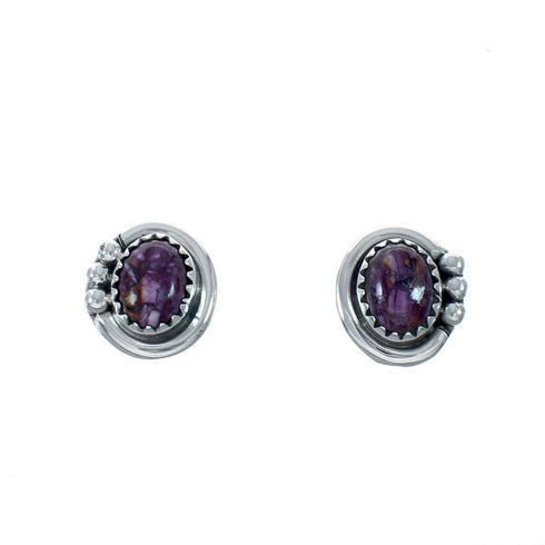 Navajo Purple Oyster Shell Genuine Sterling Silver Post Earrings JX131056