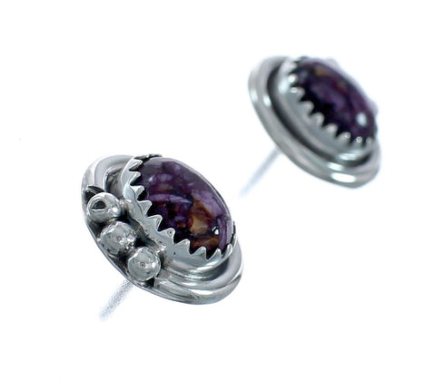 Navajo Purple Oyster Shell Genuine Sterling Silver Post Earrings JX131056