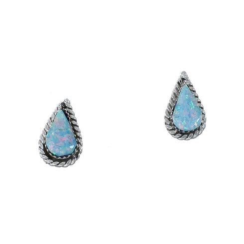 Native American Sterling Silver Opal Post Earrings JX131035
