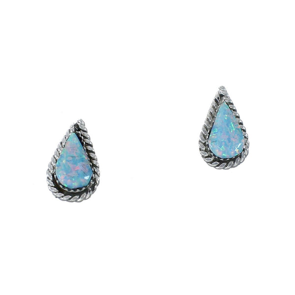Native American Sterling Silver Opal Post Earrings JX131035
