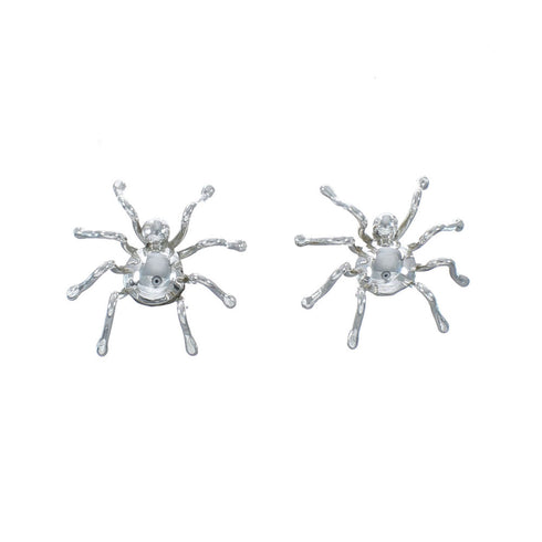 Navajo Authentic Sterling Silver Spider Post Stud Earrings JX131059