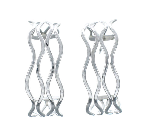 Navajo Authentic Sterling Silver Post Hoop Earrings JX131060