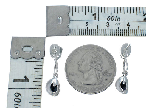 Native American Sterling Silver Turquoise Cowboy Hat Post Dangle Earrings JX131037