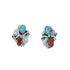 Sterling Silver Scalloped Leaf Turquoise Coral Navajo Post Earrings JX131042