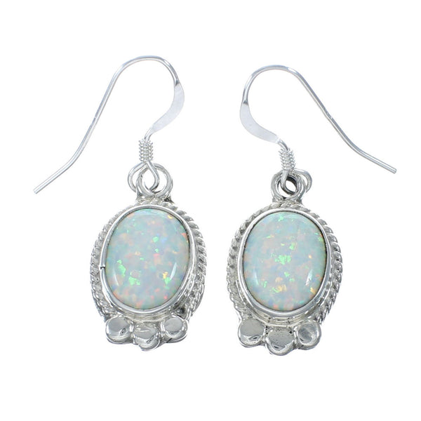 Sterling Silver Navajo Opal Hook Dangle Earrings JX131040