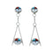 Sterling Silver Zuni Sunface Multicolor Inlay Post Dangle Earrings JX131052