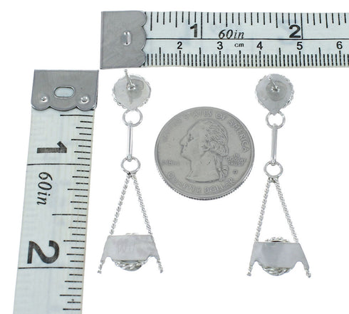 Sterling Silver Zuni Sunface Multicolor Inlay Post Dangle Earrings JX131052