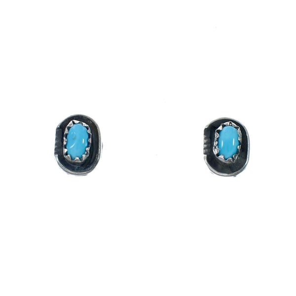 Native American Sterling Silver Turquoise Post Earrings JX131036
