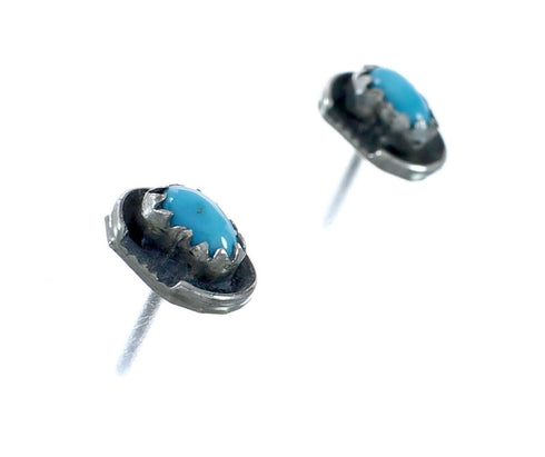 Native American Sterling Silver Turquoise Post Earrings JX131036