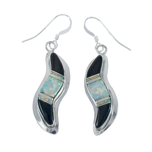 Multicolor Genuine Sterling Silver Navajo Hook Dangle Earrings JX131054