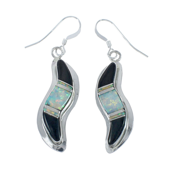 Multicolor Genuine Sterling Silver Navajo Hook Dangle Earrings JX131054