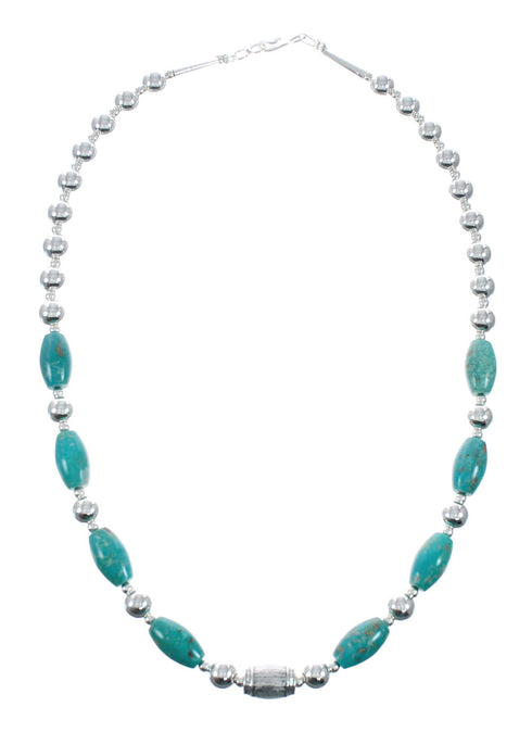Native American Turquoise Sterling Silver Bead Necklace JX131097
