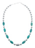 Native American Turquoise Sterling Silver Bead Necklace JX131097
