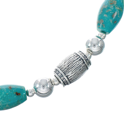 Native American Turquoise Sterling Silver Bead Necklace JX131097