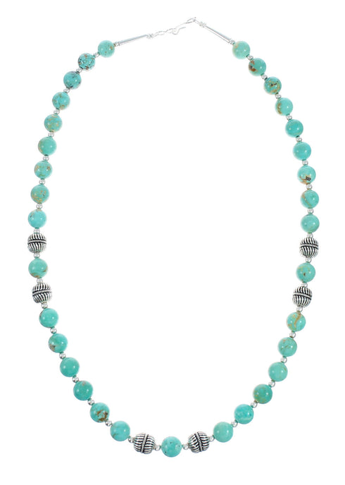 Native American Turquoise Sterling Silver Bead Necklace JX131094