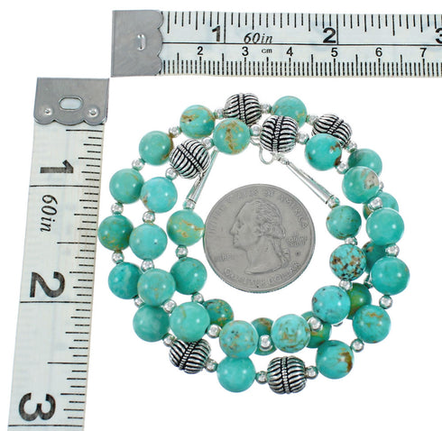 Native American Turquoise Sterling Silver Bead Necklace JX131094