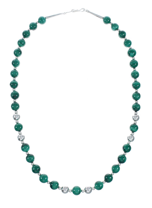 Native American Malachite Sterling Silver Bead Necklace JX131102