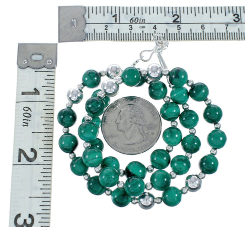 Native American Malachite Sterling Silver Bead Necklace JX131102
