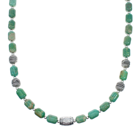 Native American Turquoise Sterling Silver Bead Necklace JX131098