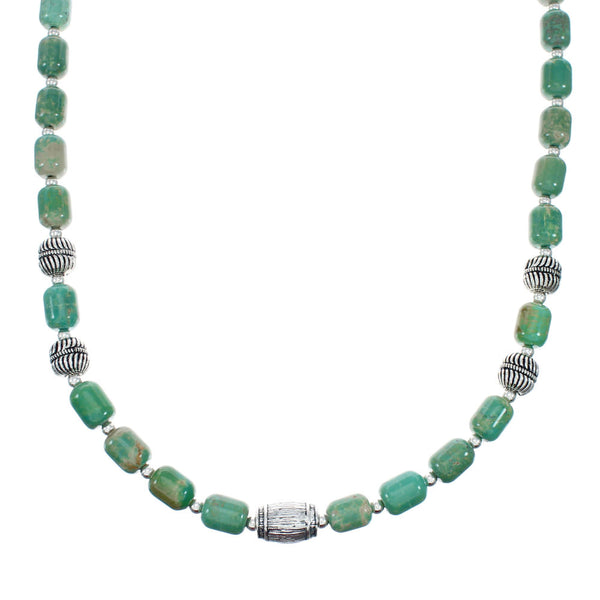 Native American Turquoise Sterling Silver Bead Necklace JX131098