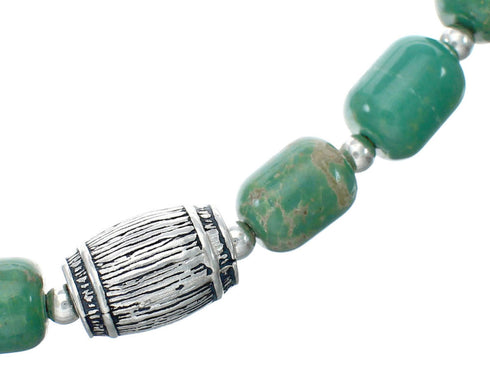 Native American Turquoise Sterling Silver Bead Necklace JX131098