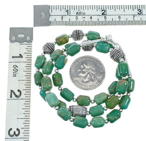 Native American Turquoise Sterling Silver Bead Necklace JX131098