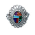 Southwestern Manmade Multicolor Inlay Sterling Silver Ring Size 7-1/2 JX131079