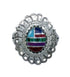 Southwestern Manmade Multicolor Inlay Sterling Silver Ring Size 5-3/4 JX131074