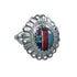 Southwestern Manmade Multicolor Inlay Sterling Silver Ring Size 6-1/2 JX131077