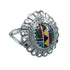 Southwestern Manmade Multicolor Inlay Sterling Silver Ring Size 7-1/2 JX131082