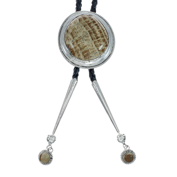 Navajo Silver And Picture Rock Bolo Tie JX131111