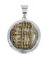 Sterling Silver Navajo Picture Rock Bead Necklace Pendant Set JX131110