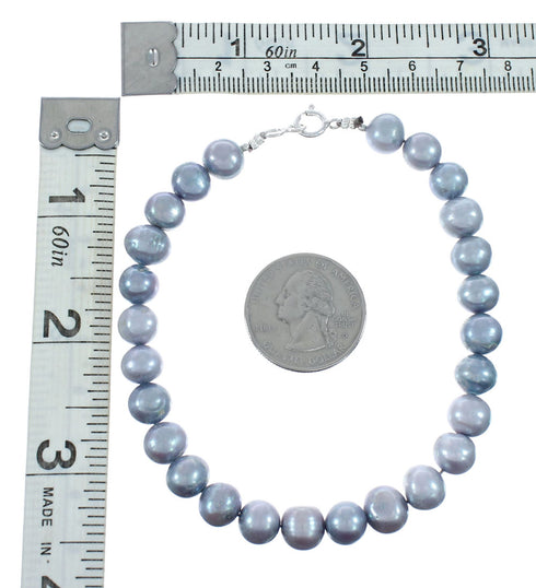 Native American Sterling Silver Fresh Water Pearl Bead Bracelet JX131106