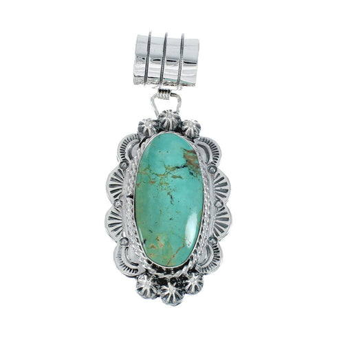 Native American Authentic Turquoise Sterling Silver Pendant JX131168