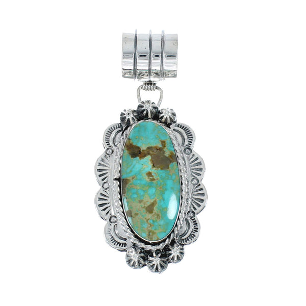 Native American Authentic Turquoise Sterling Silver Pendant JX131170
