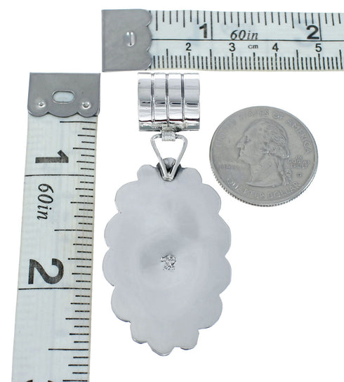 Native American Authentic Turquoise Sterling Silver Pendant JX131170