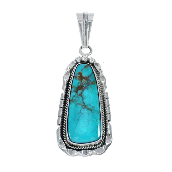Turquoise Authentic Sterling Silver Navajo Pendant JX131174