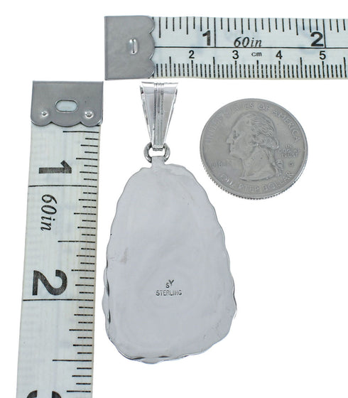 Turquoise Authentic Sterling Silver Navajo Pendant JX131175