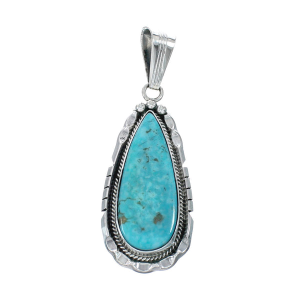 Turquoise Authentic Sterling Silver Navajo Pendant JX131176