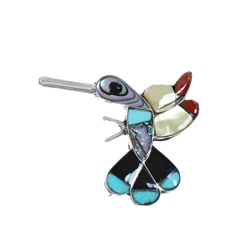 Zuni Authentic Sterling Silver Multicolor Bird Pin Pendant JX131151