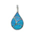 Sterling Silver Blue Opal Inlay Zuni Tear Drop Pendant JX131197
