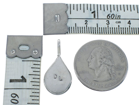 Sterling Silver Blue Opal Inlay Zuni Tear Drop Pendant JX131197